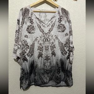 Monari Women’s L/XL Beautiful Paisley Tribal Print Silk Top